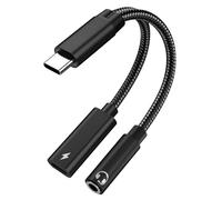 Geekria QuickFit Adaptateur de Chargeur Audio USB-C vers Jack 3,5 mm, Charge Rapide PD 60 W, câble Audio numérique USB-C DAC Compatible avec Samsung Galaxy S22 S21 Ultra S20+,Google Pixel 7 6