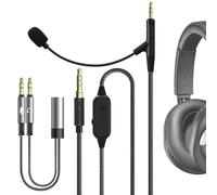 Geekria QuickFit Câble de jeu avec microphone Compatible avec ATH M50, M50X, M40X, M70X Câble de casque stéréo auxiliaire 2,5 mm avec microphone et contrôle du volume Noir 1,5 m