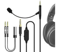 Geekria QuickFit - Câble de Rechange pour Casque de Jeu et de réunion, Compatible avec Sennheiser HD598, HD598 SE, Prise Jack de 2,5 mm avec Microphone à Perche et contrôle du Volume/sourdine (1,5 m)