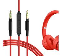 Geekria QuickFit Cable with Mic for Solo3, Solo2, Studio3, Studio2 Headphones Cable, 3.5mm AUX Replacement Stereo Cord with Inline Microphone and Volume Control (Red 5.6FT)