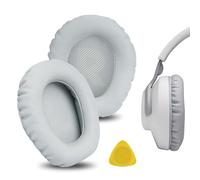 Geekria QuickFit Coussinets de rechange en cuir protéiné pour casque JBL Quantum 100, Q100 Gris clair