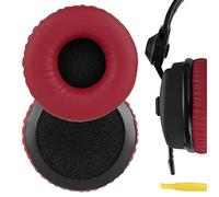 Geekria QuickFit Coussinets de Rechange en Cuir Protéiné pour Casque Sennheiser HD25, HD25SP, HD25 Lite, Plus, Édition Limitée 75e Anniversaire (Rouge)