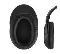 Geekria QuickFit Cuir protéiné Oreillettes de Remplacement pour Sennheiser HD180, HD201, HD449 Casque Coussinets d'oreille Coussins, Pièces de réparation d'oreillettes(Noir)