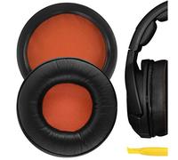 Geekria QuickFit Cuir protéiné Oreillettes de Remplacement pour SteelSeries Siberia 800 840 Casque Coussinets d'oreille Coussins, Pièces de réparation d'oreillettes(Noir/Orange)