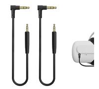 Geekria QuickFit Lot de 2 câbles audio de réalité virtuelle compatibles avec PlayStation, HTC, Oculus 2,5 mm mâle vers mâle, câble de remplacement TRS pour casque Noir 30 cm