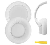 Geekria QuickFit Protein Leather Coussinets d'oreille pour Casque Audio Technica ATH-WS550, ATH-WS550IS Solid Bass Casque/Coussinets d'oreille/Oreillettes de réparation (Blanc)