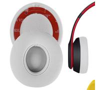 Geekria QuickFit Protein Leather Ear Pads for Solo 3, Solo 2 Wireless on-Ear Headphones Replacement Earpads/Ear Cushion/Ear Cups, Headset Ear Cover Repair Parts (White)