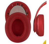 Geekria QuickFit Protein Leather Ear Pads for Studio 3.0, Studio2 (2nd Gen Bluetooth) Wireless Headphones Replacement Earpads/Ear Cushion/Ear Cups, Headset Ear Cover (Red)