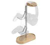 GEEKRIA Support 2 en 1 pour casque et manette de jeu, support en bois et aluminium pour PS5/PS4, Xbox One, Nintendo Switch, compatible avec Sennheiser, Bose, Beats, Razer, HyperX, Sony (hêtre)