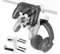 GEEKRIA Support 3 en 1 pour casque et manette de jeu PC, support de casque avec rotation à 360° réglable, compatible avec Bose, Sony, AKG, JBL, Sennheiser, B&O (blanc)