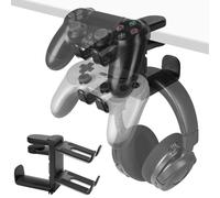 Geekria Support 3 en 1 pour PC Gaming : Support Casque & Manette sous Le Bureau avec Rotation 360°, Compatible avec Bose, Sony, AKG, JBL, Sennheiser, B&O (Noir)