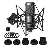 Geekria Support Anti-Vibrations pour Microphone Creators Compatible avec Audio-Technica AT2020, AT2020USB, AT2020USB+, AT2020USBi, Pince Adaptateur de Suspension Anti-Vibrations (Noir/métal)