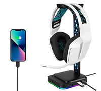 GEEKRIA Support de casque en ABS RVB pour casque supra-auriculaire, support de casque de jeu, support d'affichage de bureau avec base lourde solide compatible avec AKG K612, Hyper X Cloud II (noir)