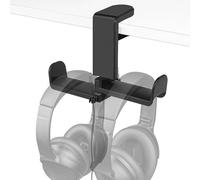 GEEKRIA Support double pour casque de jeu sur PC, support de casque de bureau à clipser, rotation à 360°, support de casque compatible avec Sennheiser, Bose, Beats, Razer, Sony (noir)