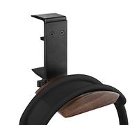 GEEKRIA Support pour Casque en Bois Crochet pour Casque, Support de Suspension pour écouteurs, Clip de Bureau pour Casque en Aluminium à Double Usage avec Support en Noyer