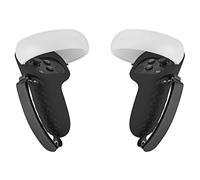 Geekria Touch Controller Grip Cover Compatible with Meta/Oculus Quest 2, VR Anti-Throw Handle Grip Silicone Sleeve with Adjustable Hand Strap, Controller Caps (Black)