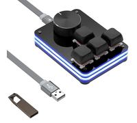GEEKRIA USB Mini 4-Key + Knob Keyboard, Clavier de Jeu mécanique à Une Main. Fonction de Touche Personnalisable RGB Clavier à Axes Rouges Silencieux, Compatible with Windows Xp/7/8/10/11 and Mac OS