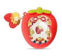 GeekShare Coque de protection intégrale en silicone pour Tamagotchi Uni Motif fraise avec autocollants et porte-clés en acrylique Rouge