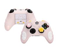 GeekShare Ensemble de poignées de Manette en Silicone Compatible avec la Manette Xbox Series X avec 2 Capuchons pour Les Pouces et 2 Autocollants - Série Star Wings - Rose