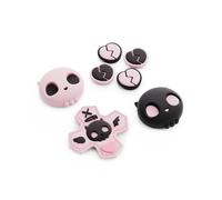 GeekShare Jeu de capuchons de frappe de tête de mort, boutons ABXY en silicone pour joystick, coques de touches compatibles Switch 2, rose et noir