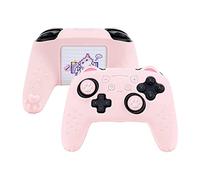 GeekShare Rose Cat Paw Controller Skin Grips Set Compatible avec Switch Pro, Housse de Protection en Silicone Antidérapant Capuchons de Joystick pour Switch Pro Manette sans Fil