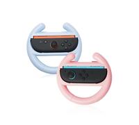 GeekShare Switch Steering Wheel Compatible with Switch 2025, NS2 Racing Steering Wheel, Racing Games Accessories for NS2 Joycon, 2 Packs, Blue & Pink