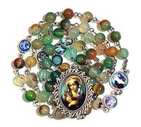 GeekTenet Chapelet en perles d'agate naturelle de fluorite - Cadeau catholique - Seven Sorrows, 20 inches, Zinc, Agate
