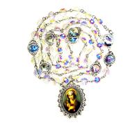 GeekTenet Chapelet en perles d'agate naturelle de fluorite - Cadeau catholique - Seven Sorrows, Zinc, Agate