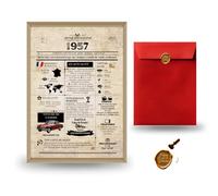 GeekWithAttitude Affiche Rétro Anniversaire | Cadeau Unique | Voyage Temporel & Déco Vintage | Enveloppe à Sceller Offerte | Sans Cadre (1957)