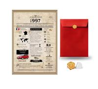 GeekWithAttitude Affiche Rétro Anniversaire | Cadeau Unique | Voyage Temporel & Déco Vintage | Enveloppe à Sceller Offerte | Sans Cadre (1997)