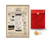 GeekWithAttitude Affiche Rétro Anniversaire | Cadeau Unique | Voyage Temporel & Déco Vintage | Enveloppe à Sceller Offerte | Sans Cadre (1972)