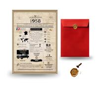 GeekWithAttitude Affiche Rétro Anniversaire | Cadeau Unique | Voyage Temporel & Déco Vintage | Enveloppe à Sceller Offerte | Sans Cadre (1958)