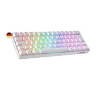 Geeky GK61 60% | Hot Swappable Clavier de Jeu Mécanique | 62 Touches Multicolores Rétroéclairées RGB LED pour Gaming PC/Mac | ISO DE Qwertz Clavier Allemand (Blanc, Mechanical Speed Silver)