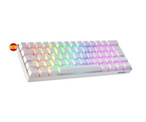 Geeky GK61 60% | Hot Swappable Clavier de Jeu Mécanique | 62 Touches Multicolores Rétroéclairées RGB LED pour Gaming PC/Mac | ISO ES Clavier Espagnol + LATAM (Blanc, Mechanical Brown)