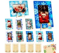 Geelin Lot de 12 cadres photo d'hiver en bois à faire soi-même, flocons de neige de Noël, cadres photo 10,2 x 15,2 cm, décoration de Noël pour sapin de Noël, fête d'hiver, maison, salle de classe