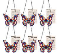 Geelin Lot de 6 papillons en acrylique avec carte d'histoire, décoration à suspendre arc-en-ciel, cadeaux inspirants pour femme, meilleure amie, décorations de Noël