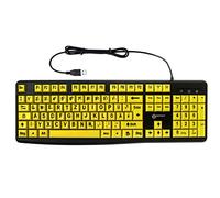 Geemarc Alphanumerische Tastatur mit Kabel großen schwarzen Zeichen Auf großen gelben Tasten - Hoher Kontrast für Sehbehinderte - Kompatibel mit Windows XP, Vista, 7, 8, 10 - QWERTZ