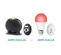 Geemarc AMPLICALL PACK 20-6 sonnette supplémentaire de téléphone renforcée et sonnette de porte sans fil (max 95 dB) avec flash et ampoule intelligente