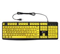 Geemarc Bedraad Nederlands Toetsenbord met Grote Zwarte Letters OP Brede Gele Toetsen - Hoog Contrast voor Slechtzienden - Compatibel met Windows - QWERTY-NL
