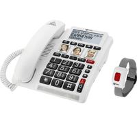 Geemarc CL610 Téléphone filaire pour séniors touches photo, fonction mains libres, compatible avec les appareils auditifs, ave