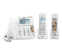 Geemarc Pack Senior - Téléphone Fixe Amplifié et Ses Combinés Additionnels avec Répondeur et Larges Touches Photo Personnalisables pour Séniors - Perte Auditive Faible ou Moyenne - Version FR