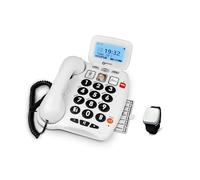 Geemarc Pack Serenities 100 - Téléphone de Téléassistance et Son Bracelet Détection de Chute avec Gros Boutons et Forte Amplification pour Séniors - Perte Auditive Faible ou Moyenne