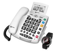 Geemarc Téléphone filaire Senior Touches Larges et Mémoire Photo Bracelet SOS