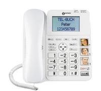 Téléphone Fixe Amplifié Touches Photos et Bouton SOS Répondeur Intégré Geemarc Blanc
