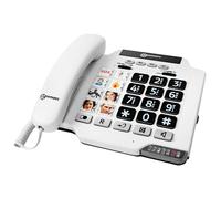 Geemarc Téléphone Fixe Senior Amplifié 30dB Touches photo PhotoPhone 100 Blanc