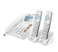 Téléphone Fixe Senior Amplifié avec 2 Combinés Sans Fil Répondeur Geemarc Blanc