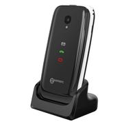 Geemarc, Téléphone pour seniors Clapet + touche SOS Compatible avec les appareils auditifs, Blanc / Noir