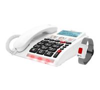 Geemarc, Téléphone senior Grandes touches renforcées et bracelet SOS CL9001, Blanc
