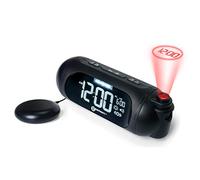 Geemarc Wake 'N' Shake Spot - Réveil à Projection avec Alarme Puissante de 95dB, Coussin Vibrant et Répétition de Sonnerie pour Gros Dormeurs et Personnes Sourdes - Port de Charge USB - Version FR