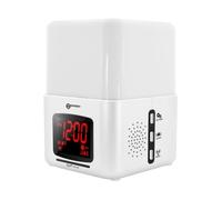 Geemarc Wake'n shake LIGHT - Réveil lumineux réglable fort 90 dB avec coussin vibrant, lever de soleil artificiel, arrêt automatique, sons naturels, radio, Mp3
